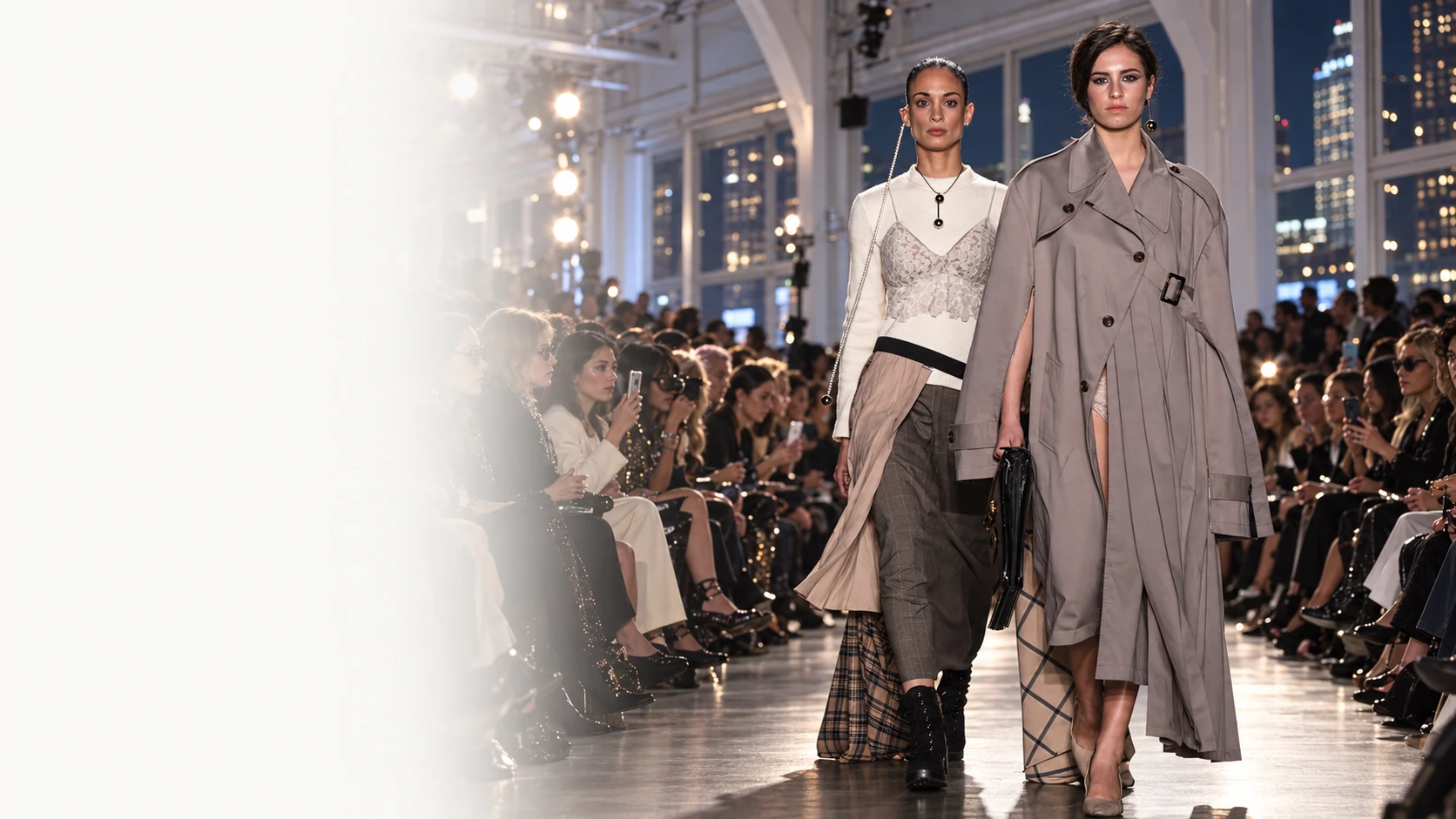 Ivory and gray collections shown together in the cinematic pitch